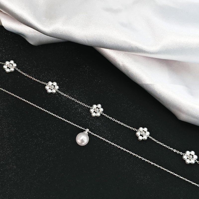 Zeffy Gold Pearl Necklace for Women, Dainty 14K Gold/Silve Plated Layered Pearl Choker Pearl Earrings Pearl Bracelets Wedding Trendy Gold Jewelry Set for Women Gifts - Image 5